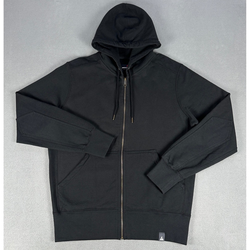 American Giant Hoodie Jacket Large Washed Black Heavyweight Fleece Minimalist